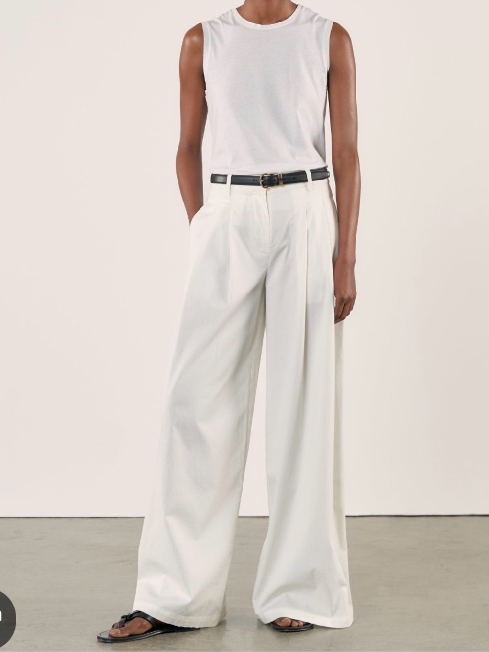 Nili Lotan Cotton Dillon Wide-Leg Pant in White